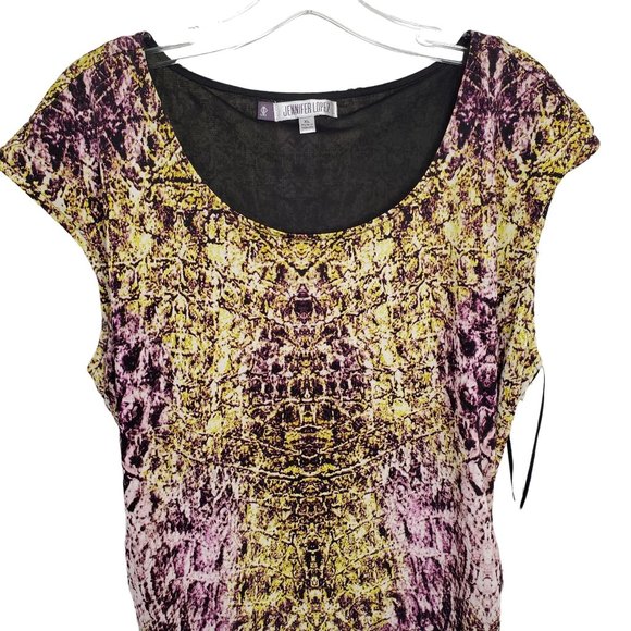 Jennifer Lopez NWT Sz XL Dress Distressed Python Jersey Knit Side Ruched Zipper - Picture 4 of 11